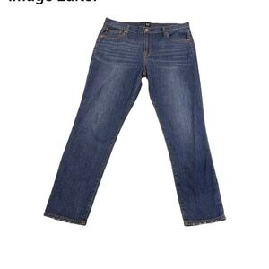 GAP Best Girlfriend Dark Indigo Jeans with Raw Hem – Size 31